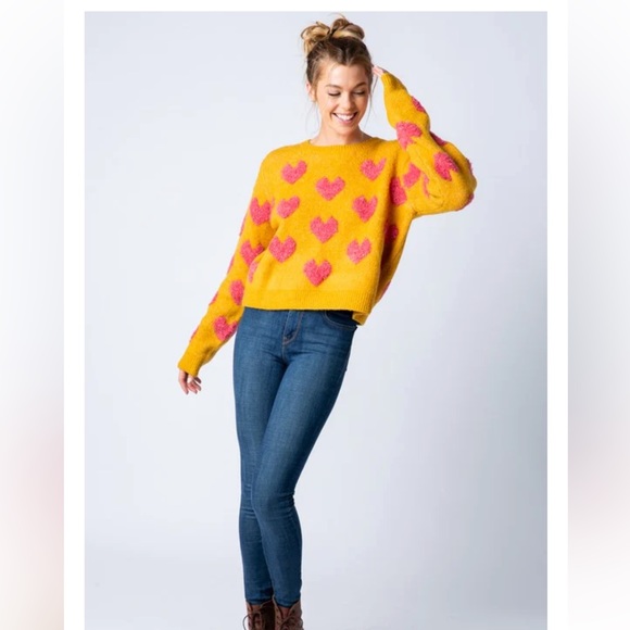 Fuzzy Heart Sweater by &Merci - Picture 2 of 8